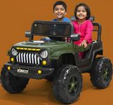 Wishmaster Army Green 4x4 Electric Ride-On Jeep for Kids – Big Wheels, Dual Seat, Music & LED Lights | Off-Road Adventure Car