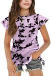 Arshiner Tie Dye Shirts for Girls Girls Short Tops Ruffle Short Sleeve Casual Summer Shirts Ruched Knot Side Girls Tunic Tee Tops Tie Dye 5-6 Years