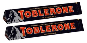 Toblerone Of Switzerland Swiss Dark Chocolate With Honey & Almond Nougat Chocolate Candy Bar, 100 Gram (Imported) (Pack Of 2))