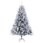 EVRE Artificial Christmas Tree with Snow White Flocked, Pine Cones & Berries 800 PVC Branch Tips, Easy Build & Strong Metal Foldable Stand, Indoor Xmas Festive Home Decor 6Ft or 185CM