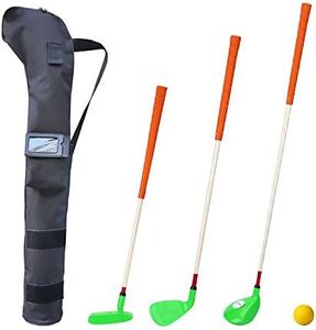 KONDAY Kids Golf Clubs Set Children Golf Set Yard Sports Tools Three Clubs with Carry Bag and Soft Balls (Green)