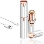 Skin Care Facial Hair Removal USB Rechargeble Blawless Machine for Women - Chin, Cheek, Eyebrow, Upper Lip Hair Remover for Women - Lipstick Shaped (White & Golden)