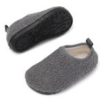 ASOCO DREAM Kids Slippers Toddler Boys Girls Fluffy Fuzzy Winter Warm Slippers Soft Plush Indoor House Slippers,Grey/Low-top,10-11 Little Kid