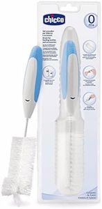 Chicco 3 in 1 Baby Feeding Bottle and Nipple Cleaning Brush with Easy Grip Handle, Soft Nylon Bristles for 360 Degree Cleaning (White)