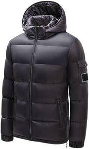 ceauros Men's Hooded Puffer Jacket Winter Coat Warm Thickened Zip Up Quilted Padded Jackets with Pockets(Dark Grey,XL)