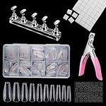 Acrylic Nail Practice Stand,500Pcs Acrylic Nails Coffin Fake Nail Tips 5Pcs Magnetic Nail Art Tips Holders 10 Sheets Press on Nail Adhesive Tabs 54Pcs Reusable Adhesive Putty Clay with Nail Clipper