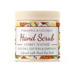 CalmGrace Exfoliating Hand Scrub with Dead Sea Salts & Pineapple Coconut Scent | Hand Scrub Exfoliator Sorbet Texture | 300g | Fortified with Avocado Oil & Vitamin E, C