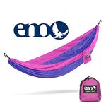 ENO Singlenest Hammock Purple Fuchsia Soft Breathable Fabric 70 Denier High Tenacity Nylon Taffeta Heavy Duty Triple Stitched Fast Dry Compression Stuffsack Aluminium Wiregate Carabiners Weight 454 g