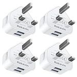 USB Plug Charger 4 Pack, USB Adaptor Plug UK Dual Port Mains Charger 5V/2.1A Multi USB Wall Plug Fast Charging for iPhone 14 Pro Max 13 12 11 XS XR X 8 7 6, and More Android Phones