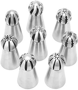 Russian Piping Tips 8 Pcs/Set, Messar Stainless Steel Russian Piping Ball Tips Frosting Icing Piping Nozzles Set Flower Cake Decorating Tips Kit for DIY Baking Cake Decorating Supplies (8 Pcs)