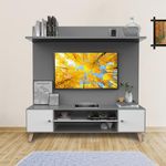 Ultrafresh Mega 1500 TV Unit for Living Room Up to 55+ inches - Engineered Wood TV Cabinet for Living Room, Open Storage, Gothic Grey & Super White, Free Installation, TV Table with 1 Year Warranty