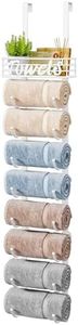 HapiRm Over Door Towel Racks - 9 Tier Over The Door Towel Racks for Bathroom, Wall Mounted Towel Holder with Metal Shelf, Rolled Towel Organizer Door Hanging Towel Storage - White