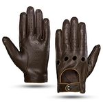 Mens Touchscreen Unlined Leather Driving Gloves,Brown/Camel,S