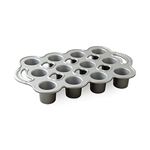 Nordic Ware Cast Aluminum Petite Popover Pan 1/4 Cup Each, 12 Cavity, Silver/Gray