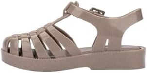 mini melissa Possession Jelly Sandal for Kids- The Iconic 90s Original Jelly Shoe, Fisherman’s Sandal with Adjustable Strap and Side Buckle for Girls, Beige Glitter, 3