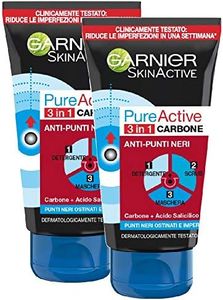 Garnier SkinActive, Trattamento anti punti neri 3 in 1 Carbone PureActive, Pelli grasse e punti neri ostinati, Confezione da 2
