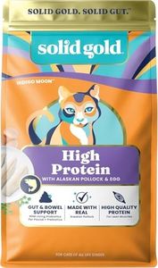 Solid Gold High Protein Dry Cat Food - Grain Free & Gluten Free Alaskan Pollock Cat Dry Food w/Probiotics for Gut Health & Digestion - High Fiber & Omega 3 - Low Carb Superfood Kibble - All Ages-12LB