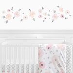 Blush Pink, Grey and White Wall Decal Stickers for Watercolor Floral Collection by Sweet Jojo Designs - Set of 4 Sheets