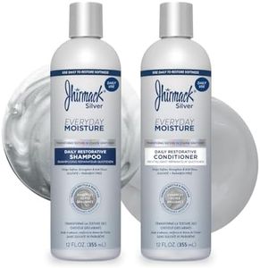 Jhirmack Silver Everyday Moisture Daily Restorative Shampoo and Conditioner Set | For all types of Silver, Grey, and White Hair | 12 fl oz each