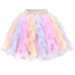 Girls Skirt Rainbow Layered Ruffle Fluffy Tutu Princess Party Birthday Age 11-12 Years