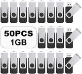 TOPESEL 50PCS 1GB USB 2.0 Flash Drives Bulk Pack Swivel Memory Stick Thumb Drives Pen Drive (1gig 50 Pack Black)