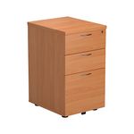 Office Hippo Heavy Duty Pedestal Filing Cabinet, File Cabinet, Office Cabinet with Anti-Tilt Mechanism, Lockable Filing Cabinet, Versatile Under Desk Office Storage - Beech, 3 Drawer