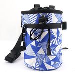 NewDoar Chalk Bag for Rock Climbing - Bouldering Chalk Bag Bucket with Quick-Clip Belt and 2 Large Zippered Pockets - Rock Climbing Gear Equipment-Blue