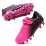 Hanani Boys Soccer Cleats Kids Girls FG/AG Soccer Athletics Sport Shoes Training Shoes Running Shoes Teenager Indoor Outdoor Football Shoes Sneakers for Unisex Fuchsia Black