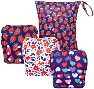 ALVABABY 3pcs Large Baby Swim Diapers with 1pcs Wet Bag Reuseable Washable & Adjustable for Swimming Lesson & Baby Boy and Girl 3ZYKL02