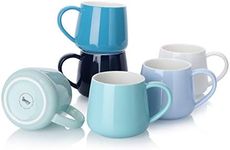 Sweese 618.003 Porcelain Coffee Mugs Set - 350 ml Mugs for Coffee, Tea, Cocoa, Mugs Sets of 6, Cool Assorted Colors