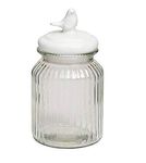 HOMIES, 1000ml 1 Piece decorative food Storage glass Mason sealed airtight jars container with White Ceramic Bird Lid for Home Kitchen and commercial Use (Size: 11 * 11 * 20cm)