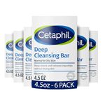 Cetaphil Deep Cleansing Face & Body Bar for All Skin Types, 6 Count