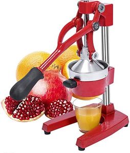Gowintech Commercial Heavy Duty Cast Iron Hand Press Manual Orange Citrus Lemon Lime Grapefruit Pomegranate Fruit Juice Squeezer Machine with Stainless Steel Cup Red