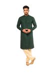 CS Eastern Looms® Men's Traditional Kurta - Mandarin Collar Ethnic Kurta for Festivals & Weddings | Comfortable and Stylish Indian Attire (3XL_Deep Green)