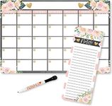 Hadley Designs - Floral Magnetic Fridge Calendar Dry Erase Magnetic Calendar for Refrigerator, White Board Calendar for Wall, Dry Erase Board Calendar, Magnetic Notepad