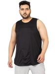 CHKOKKO Men Solid Gym Tank Tops Sleeveless Sports Vest Black Size 5XL