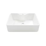 Rectangle Vessel Sink with Faucet Hole, Eridanus Ceramic Countertop Bathroom Washbasin, Vitreous China Cloakroom Basin Sink for Lavatory, Bathroom, Vanity Unit, White Gloss - 490 x 370 x 140mm