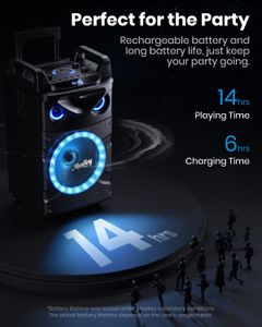 Moukey Karaoke Machine 10” PA System – Bluetooth Speaker, 2 Wireless Mics, Disco Lights, Tablet Holder