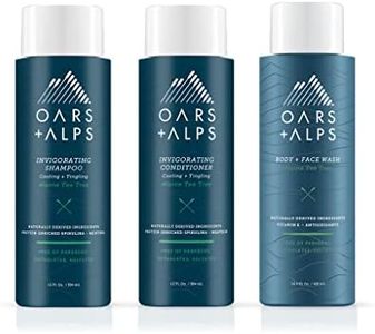 Oars + Alps Men's Sulfate Free Hair Shampoo, Conditioner, and Body Wash Kit, Moisturizing Skin Care Infused with Witch Hazel and Tea Tree Oil, Alpine Tea Tree Scent