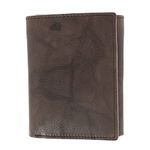 CTM Men's American Bison Leather RFID Trifold Wallet, Brown