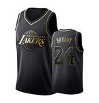 24 Kobe Black Gold Basketball Jersey,Unisex Sleeveless Sports Vest Shirt,Black,M (1221SUNY)