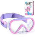 Supertrip Kids Swimming Goggles with Nose Cover for Ages 6-14, Tempered Glass Fabric Strap Swim Snorkel Mask for Pool Beach