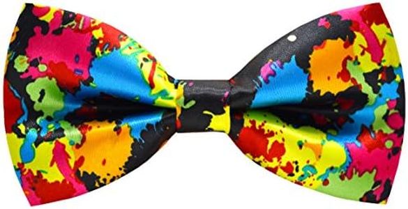 Carahere Mens Handmade Stylish Patterned Pre-Tied Bow Ties M126 Blue Orange Red