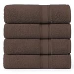 Large Bath Towels - 100% Cotton Bath Sheets, Extra Large Bath Towels, Zero Twist, 4 Piece Bath Sheet Set, Quick Dry, Super Soft Shower Towels, Highly Absorbent Bathroom Towels - Chocolate