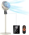 Feculs Official 100ft CirculAir Oscillating Standing Fan for Bedroom, Quiet Pedestal Floor Fan with Adjustable Height, AC Motor, Ultra Quiet 36-50dB, Touch & Remote Control, 3 Speeds, 12H Timer