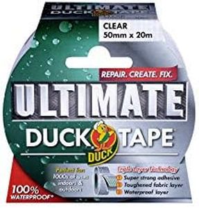Duck Tape Ultimate Cloth Tape Clear 50mm x 20m. The ultimate high strength waterproof gaffer and duct adhesive cloth repair tape
