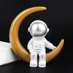 Street27® Cute Outer Space Astronaut Figurine Action Figure Toys Statue for Showpiece Home Living Room Decor Office Desktop Decoration Car Dashboard, Kids Birthday Party Gift (Moonstar Silver)