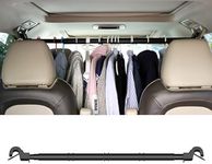 TRANSWARPS Car Clothes Hanger Bar Expandable 34" to 57", Heavy Duty Clothes Rack for Vehicles,for Most Cars, Trucks, SUVs, Vans, RVs, Road Travelers, Black