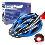 STRAUSS Adjustable Cycling&Skating Helmet With Detachable Visor&Safety Light|Light Weight With Ventilation|Adjustable Strap,Comfortable Chin Pad|Ideal For Men,Women&Kids (Black/Blue,Standard)