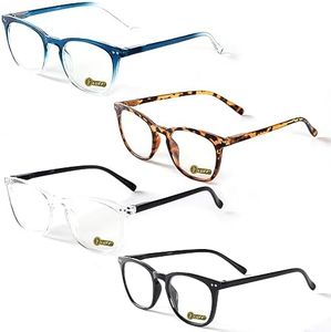 LUFF Reading Glasses for Men Women - Anti Blue Light Computer Eyeglasses Blocker Optics Presbyopic Durable Spring Hinge,4PACK, Mix Color, 2.0x